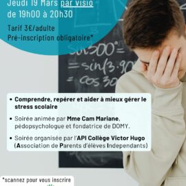 La parentalité mode d’emploi: soirée sur le stress scolaire La parentalité mode d’emploi: soirée sur le stress scolaire